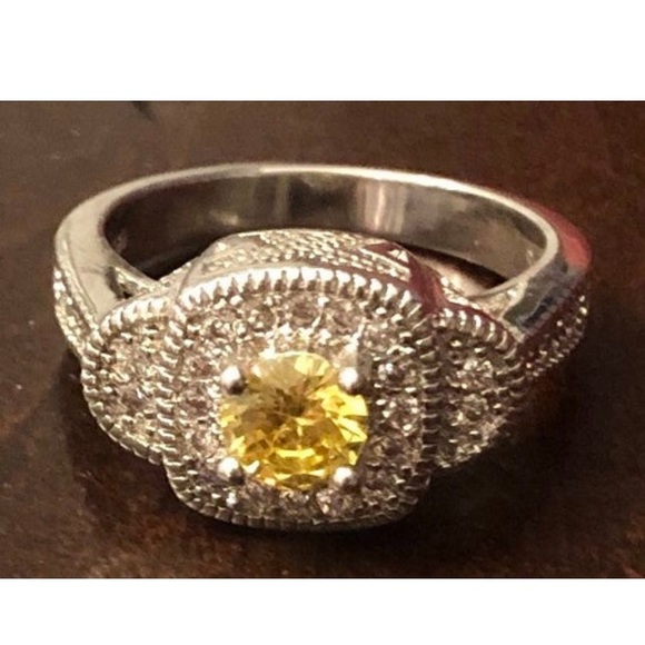 New Lab-Created Yellow Citrine CZ Silver Ring 6 - Picture 6 of 8